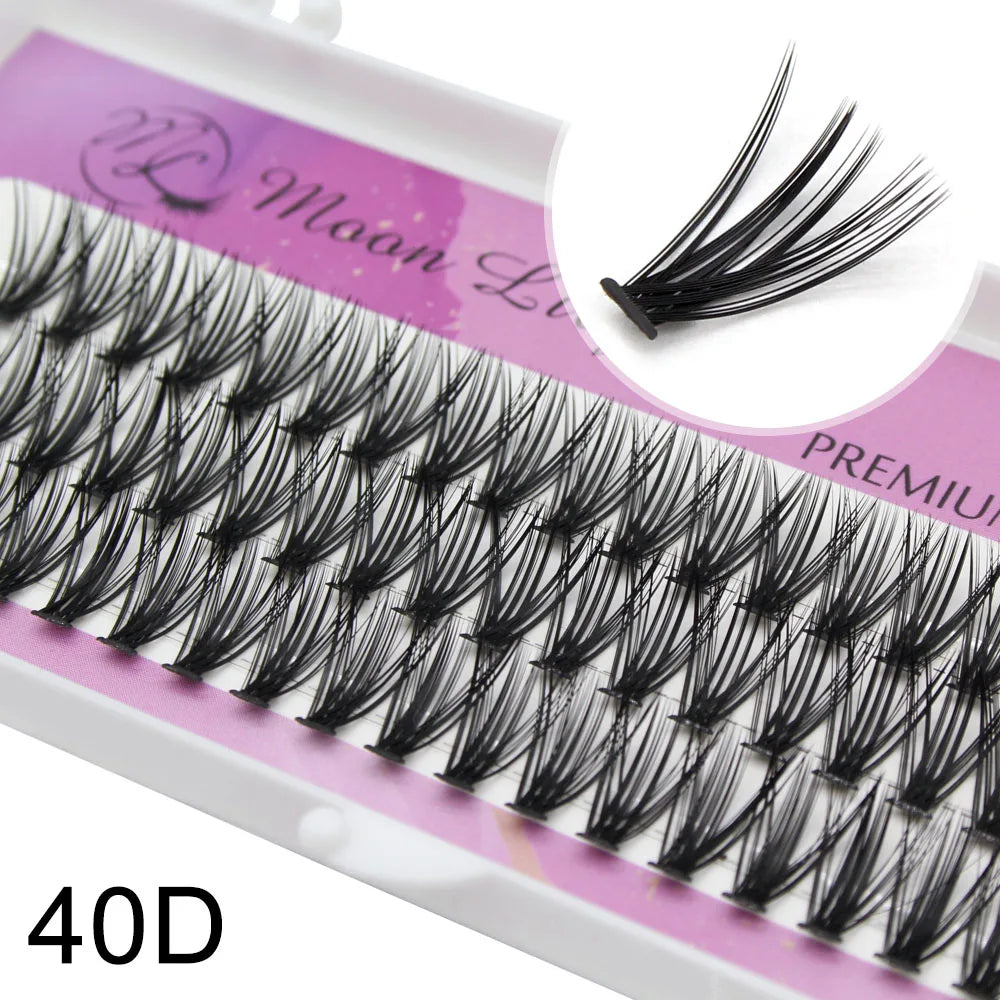 Moonlily-extensión de pestañas profesional 20D 30D, grupo Individual, Natural, largo, negro, volumen 3D, pestañas postizas, maquillaje de grupo