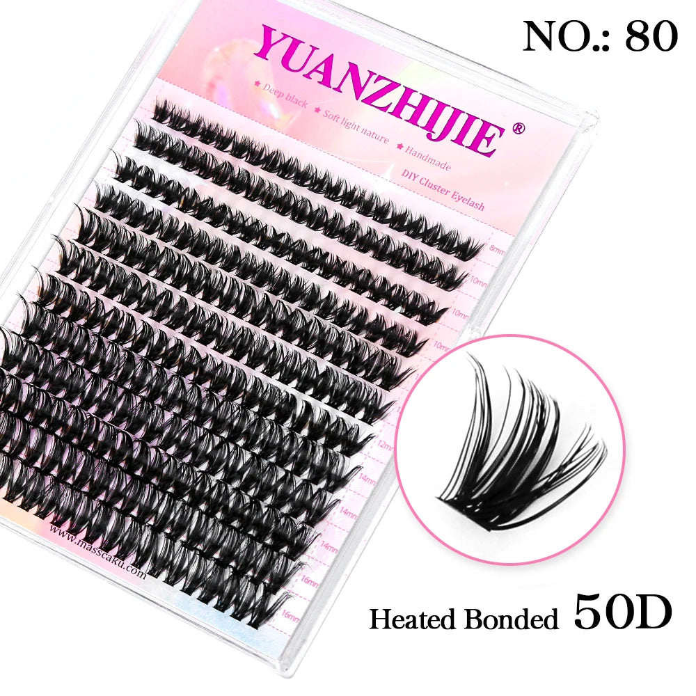 YUANZHIJIE 144 unids/caja 100% extensión de pestañas DIY hecha a mano 8-16mm longitud mixta pestañas segmentadas paquete de pestañas
