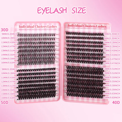 640 kit de extensión de pestañas de lujo con pestañas individuales en D, grupos de pestañas, unión y sellado de pestañas y pinzas - a