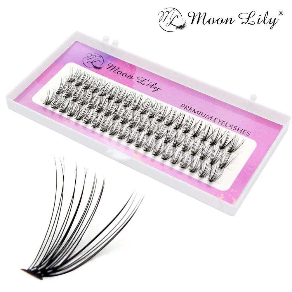 Moonlily-extensión de pestañas profesional 20D 30D, grupo Individual, Natural, largo, negro, volumen 3D, pestañas postizas, maquillaje de grupo