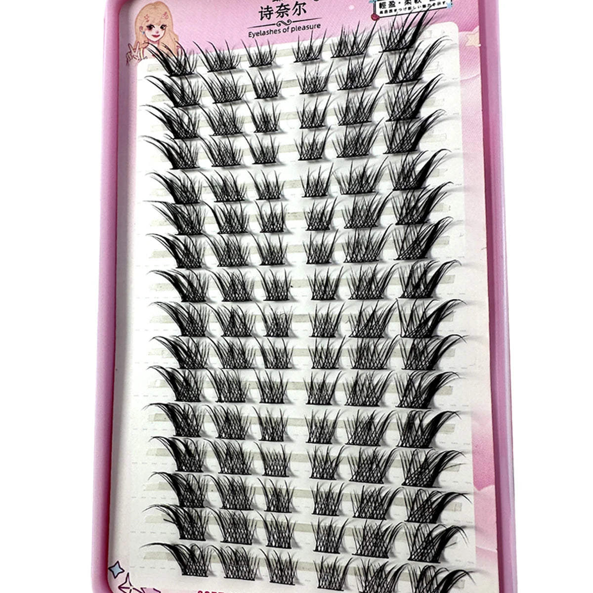 Pestañas postizas Manga de ojo de zorro de 32 filas, gran capacidad, cónicas, gruesas, segmentadas, extensiones de pestañas individuales, agrandar los ojos