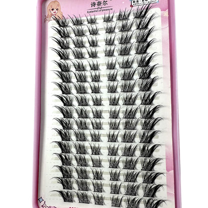 Pestañas postizas Manga de ojo de zorro de 32 filas, gran capacidad, cónicas, gruesas, segmentadas, extensiones de pestañas individuales, agrandar los ojos