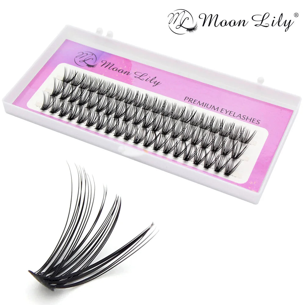 Moonlily-extensión de pestañas profesional 20D 30D, grupo Individual, Natural, largo, negro, volumen 3D, pestañas postizas, maquillaje de grupo