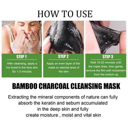 Mascarilla eliminadora de espinillas de carbón de bambú, limpieza profunda, purificadora de poros, crema exfoliante para Control de aceite, mascarilla de barro para el cuidado de la piel
