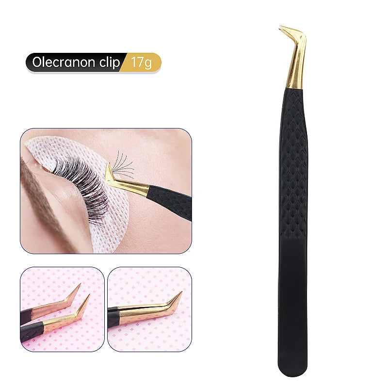 Pinzas para pestañas de acero inoxidable antiestáticas, suministros de extensión de pestañas, pinzas para cejas de precisión Industrial, herramientas de maquillaje, 1 ud.