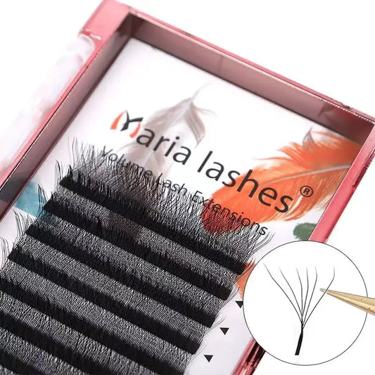 Extensiones de pestañas estilo MARIA 6D W, suministros, pestañas fáciles de abanico, venta al por mayor, volumen prefabricado, 12 filas, logotipo privado suave Natural