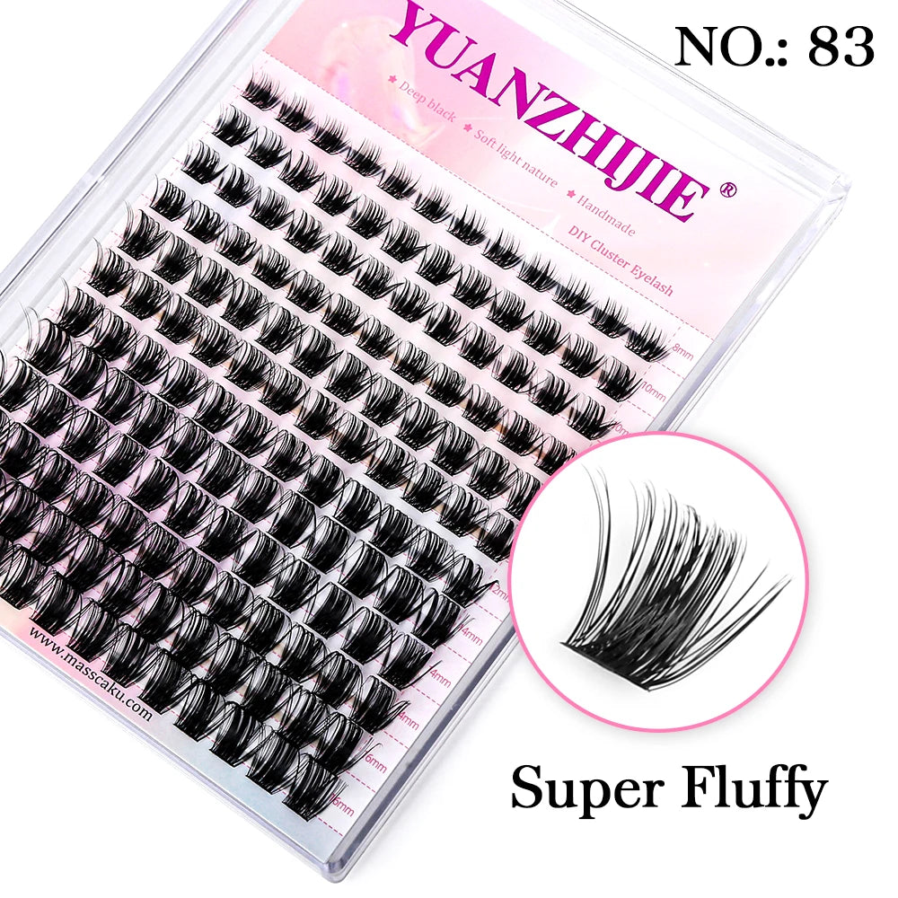 YUANZHIJIE 144 unids/caja 100% extensión de pestañas DIY hecha a mano 8-16mm longitud mixta pestañas segmentadas paquete de pestañas