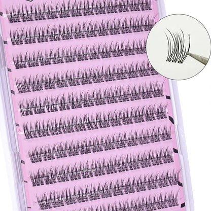 Pestañas postizas autoadhesivas esponjosas con diseño de cola de pez, No requiere pegamento, Kit de bricolaje de extensión de pestañas rizadas de girasol grueso de Anime