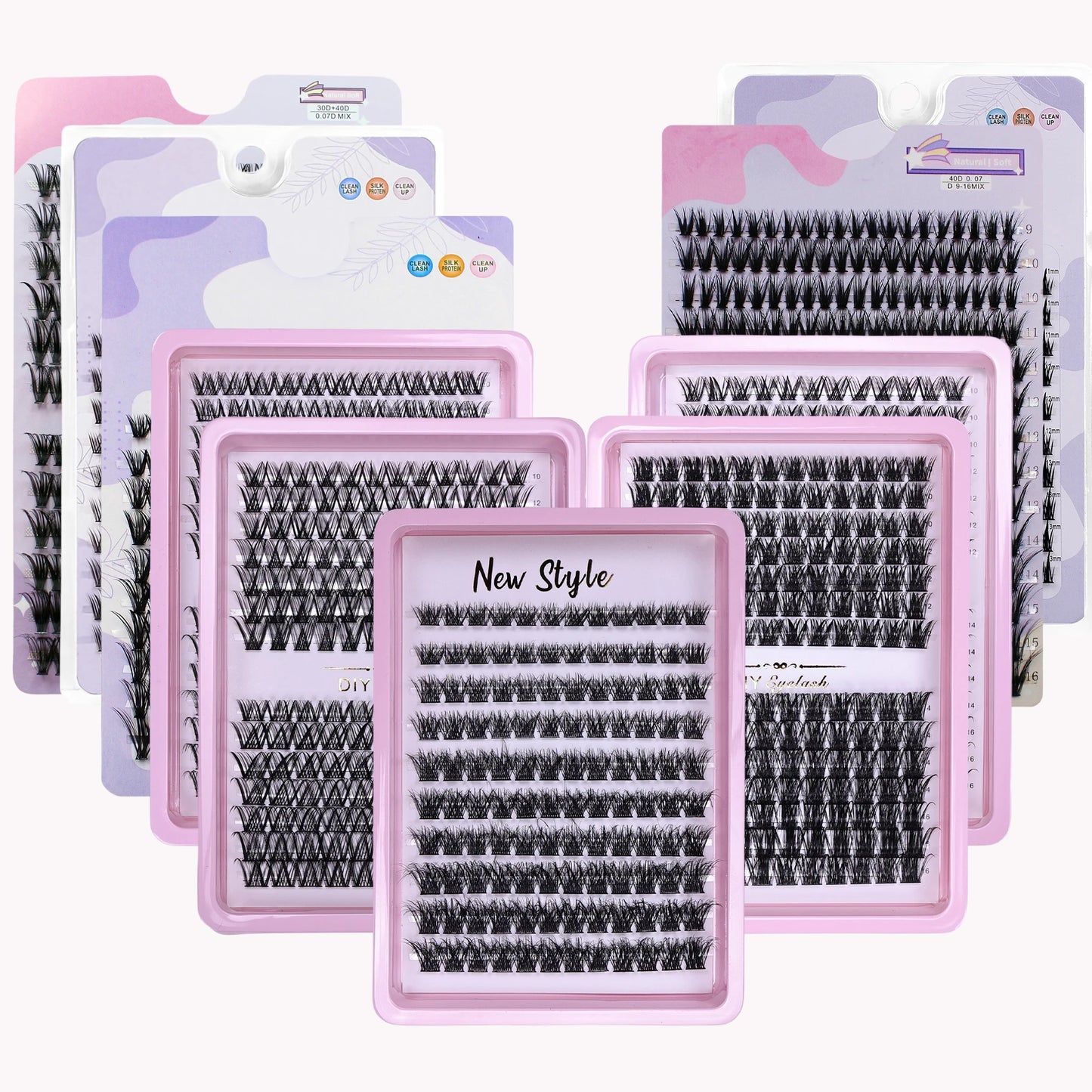 Pestañas individuales, extensión de pestañas DIY, longitud mixta, pestañas postizas reutilizables, extensión rizada D