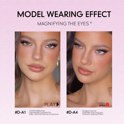 GROINNEYA pestañas postizas pestañas de gato esponjosas pestañas de visón 3D volumen fino banda Invisible ligera Natural pestañas postizas reutilizables