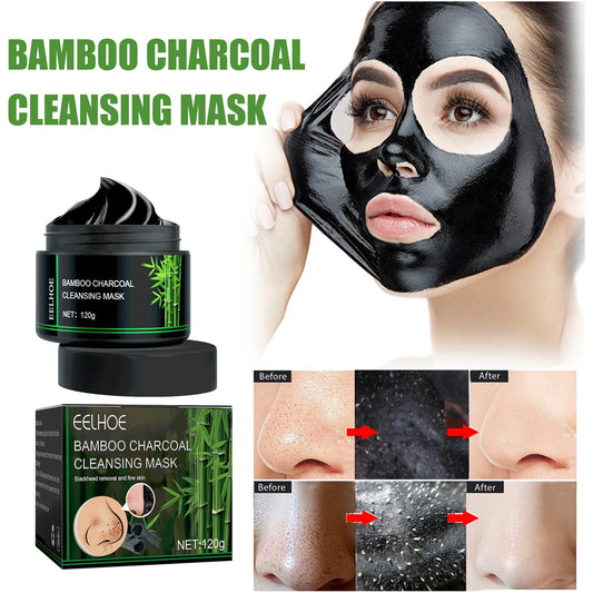 Mascarilla eliminadora de espinillas de carbón de bambú, limpieza profunda, purificadora de poros, crema exfoliante para Control de aceite, mascarilla de barro para el cuidado de la piel