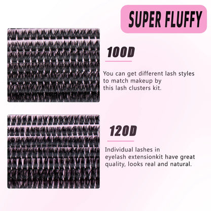 ISEEN-Juego de pestañas postizas segmentadas DIY, libro de pestañas en racimo de gran capacidad con pegamento, elimina la pegamento, Twezeer, cepillo, regalo de Festival