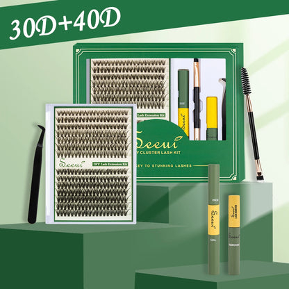 ISEEN-Juego de pestañas postizas segmentadas DIY, libro de pestañas en racimo de gran capacidad con pegamento, elimina la pegamento, Twezeer, cepillo, regalo de Festival