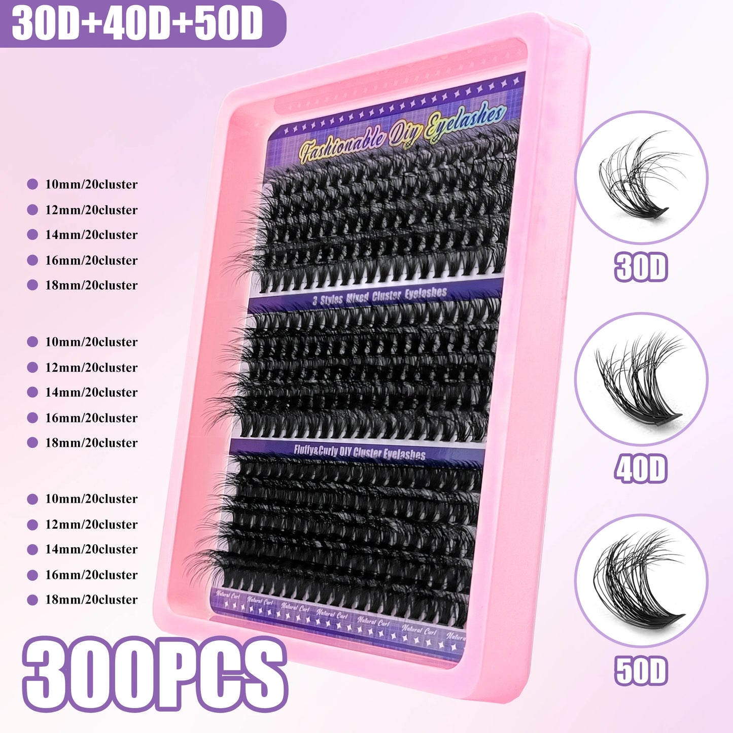 LAKANAKU-pestañas de racimo esponjosas 3D, Mega volumen, pestañas en racimo DIY, extensiones de pestañas individuales, pestañas de visón 3D