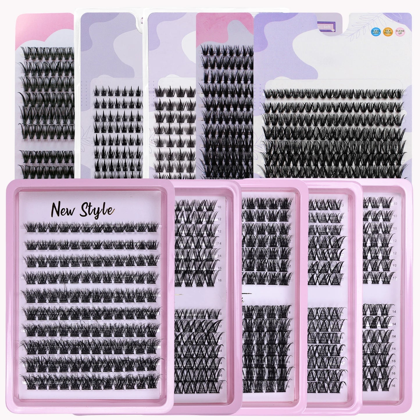 Pestañas individuales, extensión de pestañas DIY, longitud mixta, pestañas postizas reutilizables, extensión rizada D