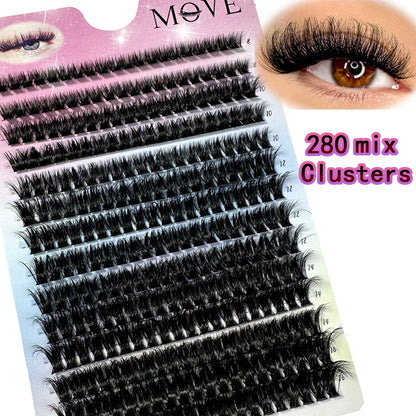 280Ps DIY 5D grupos de pestañas esponjosas 80D grupos de pestañas gruesas D Curl pestañas individuales tenues 8-18mm extensiones de pestañas en racimo