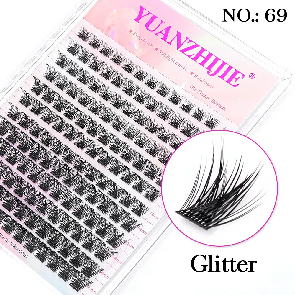 YUANZHIJIE-extensión de pestañas postizas segmentadas, rizo C/D, herramientas de maquillaje de pestañas individuales naturales, suaves, 0,07mm, 8-16mm y mezcla de pestañas