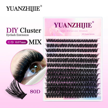 YUANZHIJIE-extensión de pestañas postizas segmentadas, rizo C/D, herramientas de maquillaje de pestañas individuales naturales, suaves, 0,07mm, 8-16mm y mezcla de pestañas