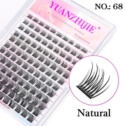 YUANZHIJIE-extensión de pestañas postizas segmentadas, rizo C/D, herramientas de maquillaje de pestañas individuales naturales, suaves, 0,07mm, 8-16mm y mezcla de pestañas