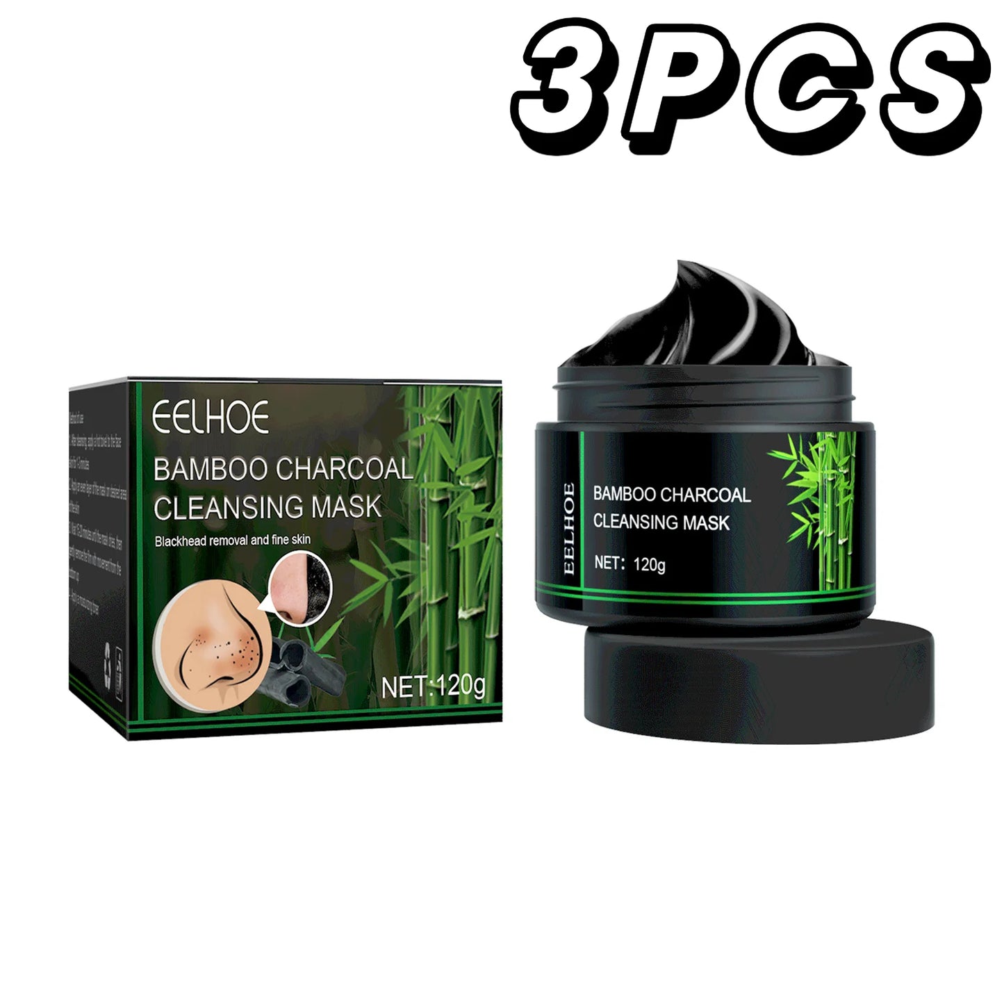 Mascarilla eliminadora de espinillas de carbón de bambú, limpieza profunda, purificadora de poros, crema exfoliante para Control de aceite, mascarilla de barro para el cuidado de la piel