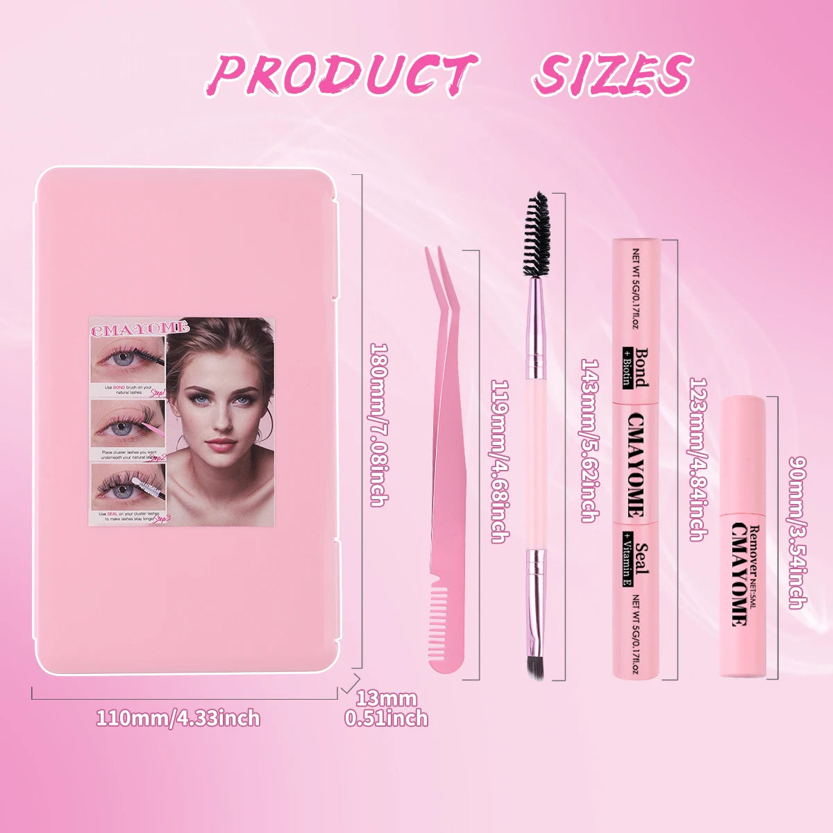 640 kit de extensión de pestañas de lujo con pestañas individuales en D, grupos de pestañas, unión y sellado de pestañas y pinzas - a