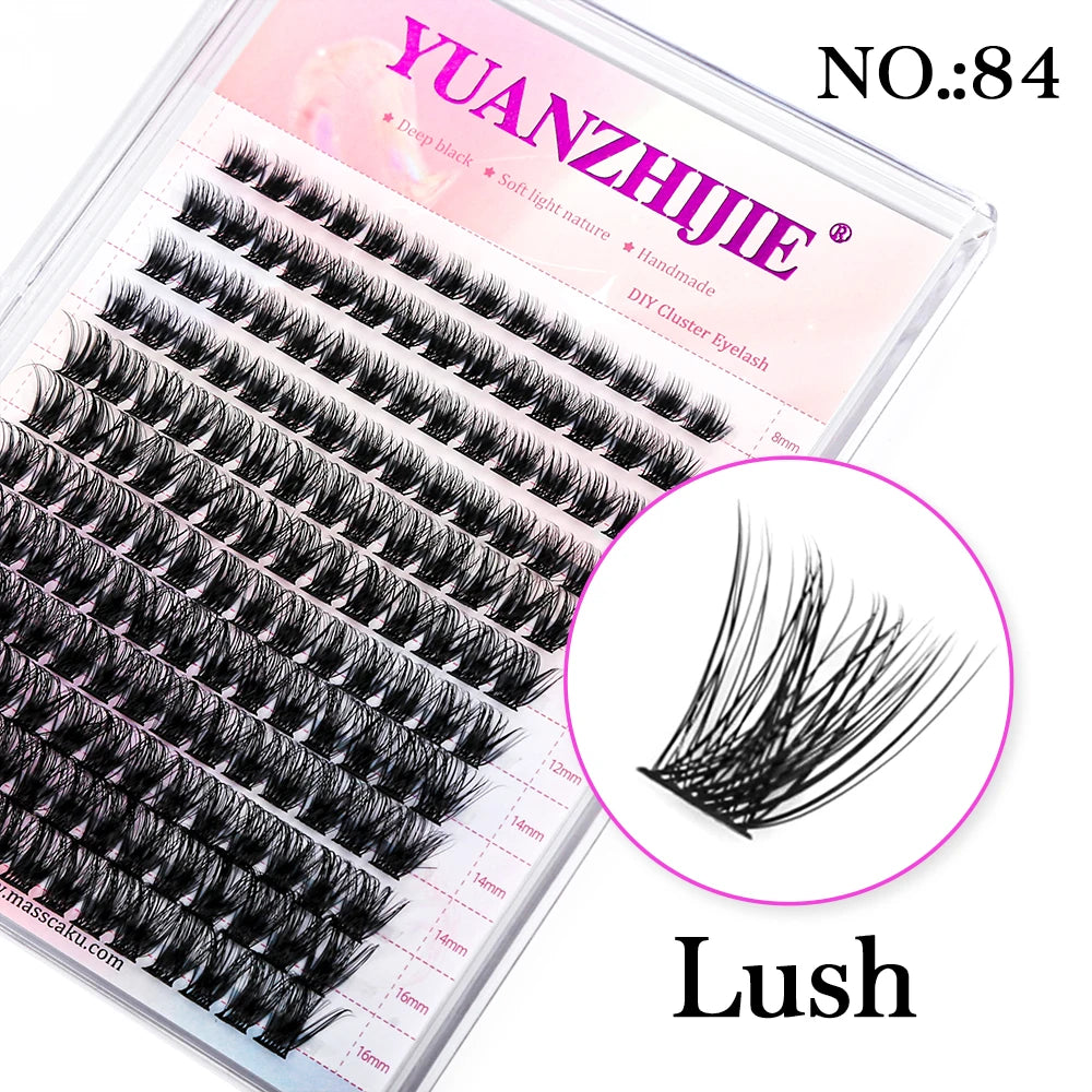 YUANZHIJIE 144 unids/caja 100% extensión de pestañas DIY hecha a mano 8-16mm longitud mixta pestañas segmentadas paquete de pestañas