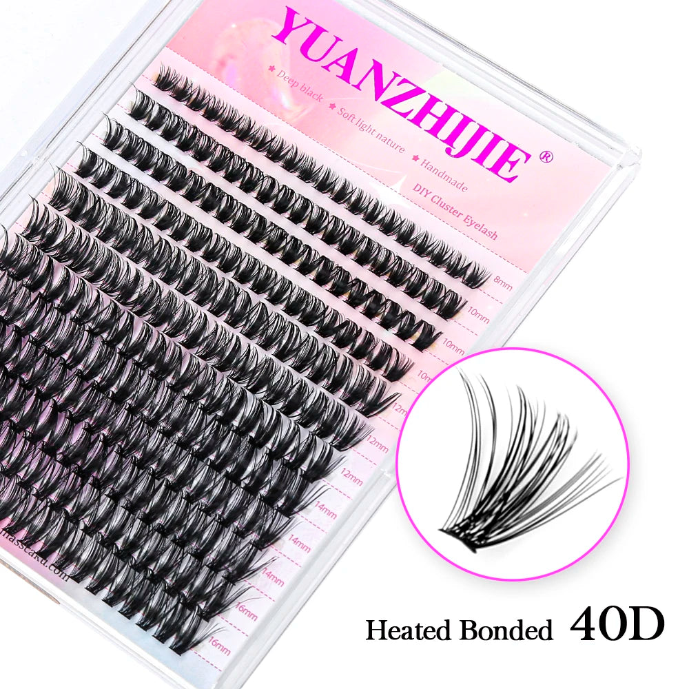 YUANZHIJIE 144 unids/caja 100% extensión de pestañas DIY hecha a mano 8-16mm longitud mixta pestañas segmentadas paquete de pestañas