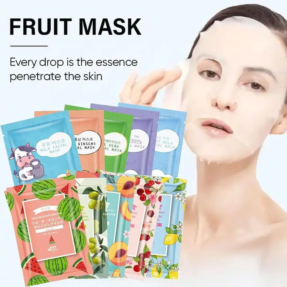 Nuevo 1 bolsa de mascarilla Facial con fragancia Floral de frutas, mascarilla Facial hidratante reafirmante de manzanilla y arándanos para la piel de la cara del coche T5R4