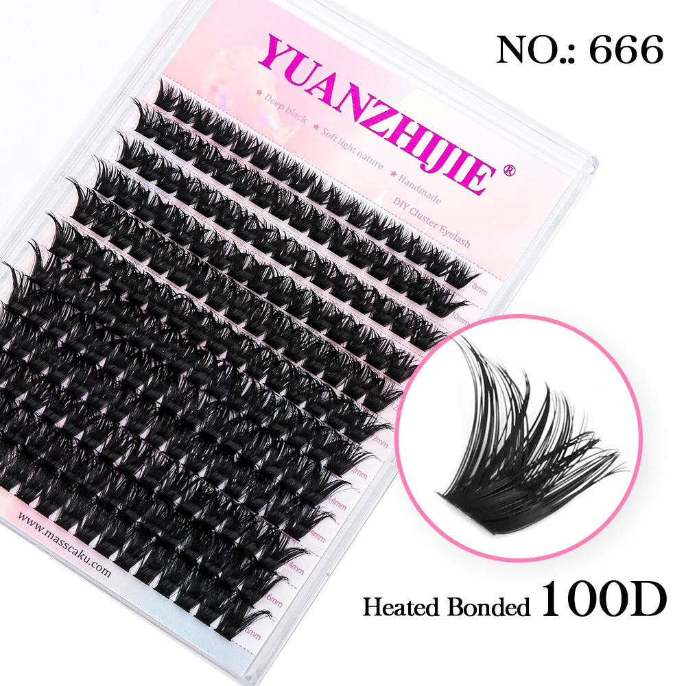 YUANZHIJIE 144 unids/caja 100% extensión de pestañas DIY hecha a mano 8-16mm longitud mixta pestañas segmentadas paquete de pestañas